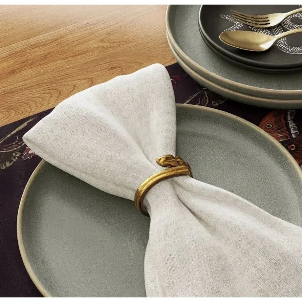 Napkin Rings Set of 6 Brass/Gold-Toned Metal Asparagus Threshold NWT